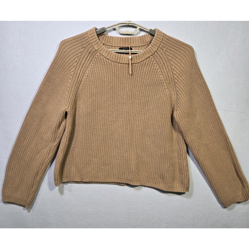 Quince 100% Organic Cotton Fisherman Crew Knit Sweater Camel Women XL